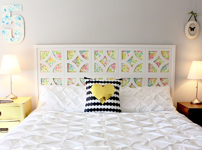 colorful white diy headboard