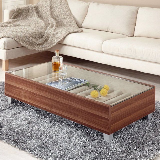 small coffee table with glass top