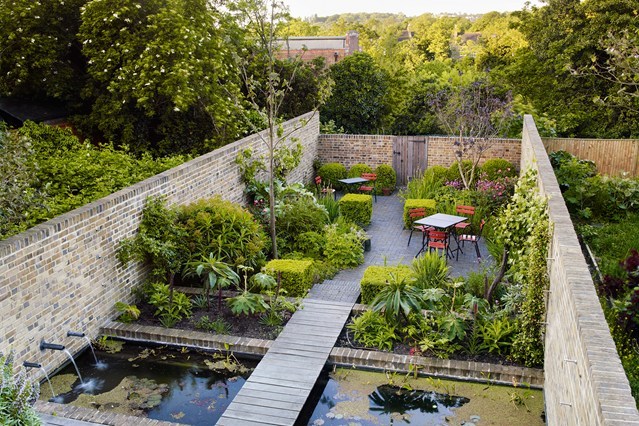 small backyard garden with dence