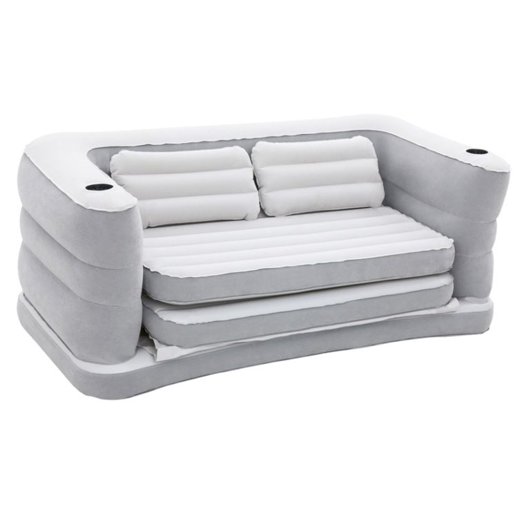 inflatable white couch with cup holders