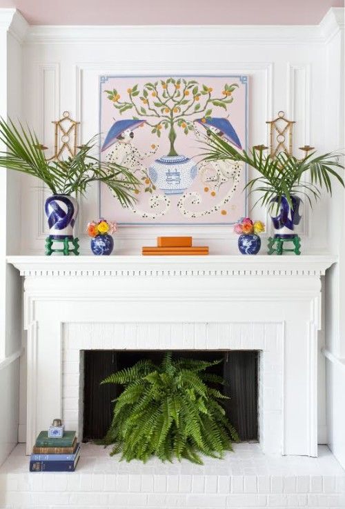 beautiful colorful fireplace mantel decor