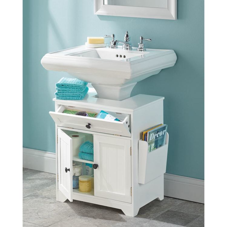 Bathroom Storage Ideas for Pedestal Sink : r/femalelivingspace