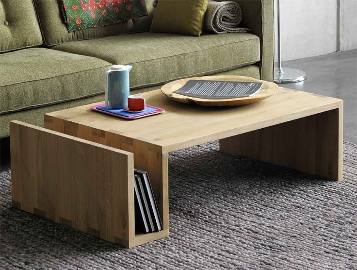 wooden coffee table with side storage