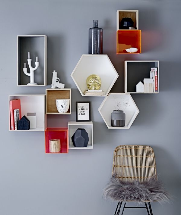 uniquely shaped wall shelves