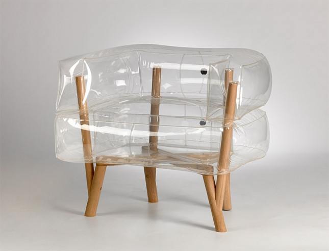 inflatable chair with wooden flame