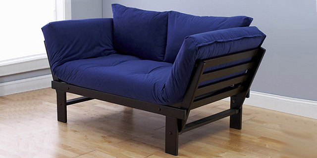 small blue futon