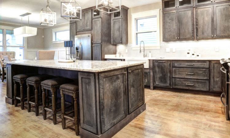 beautiful kitchen with wooden cabinets