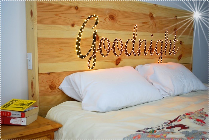 homemade goodnight headboard