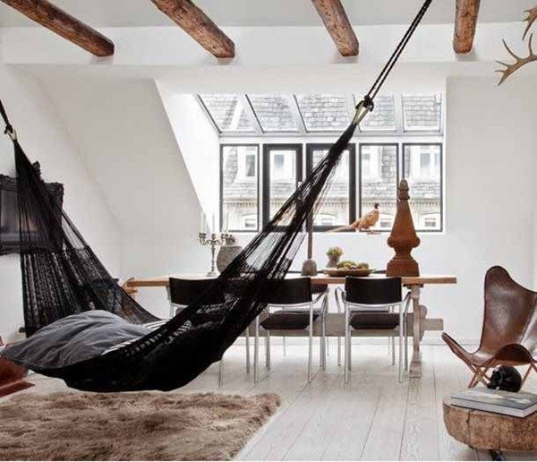 DIY indoor black hammock