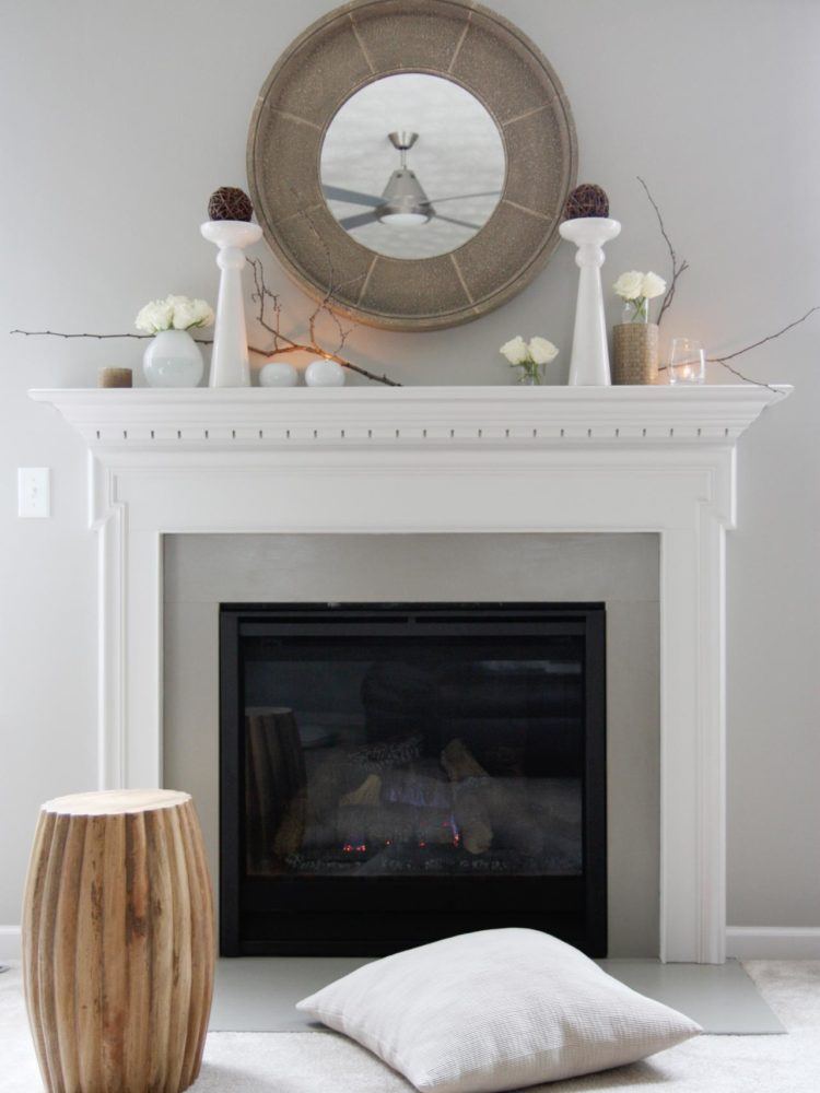 beautiful simple white mantel decor