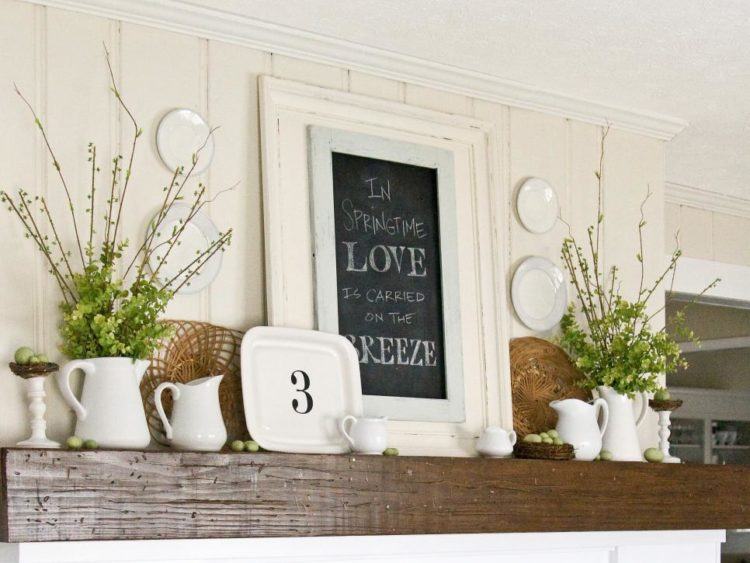 mantel decor with chalk board