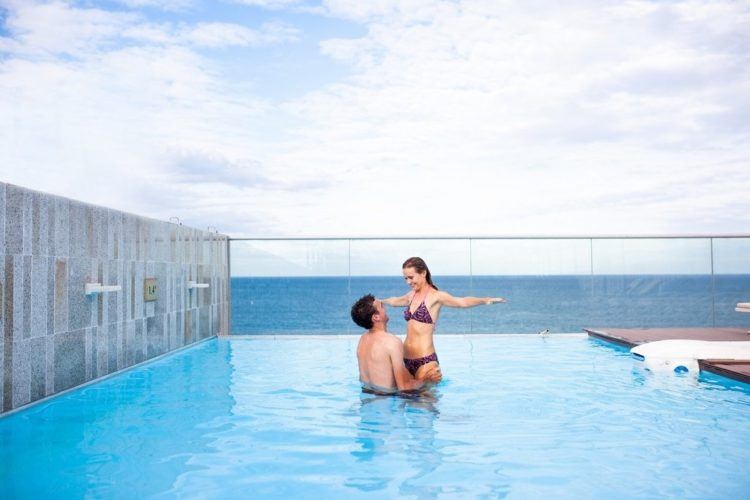 rooftop pool with ocean view