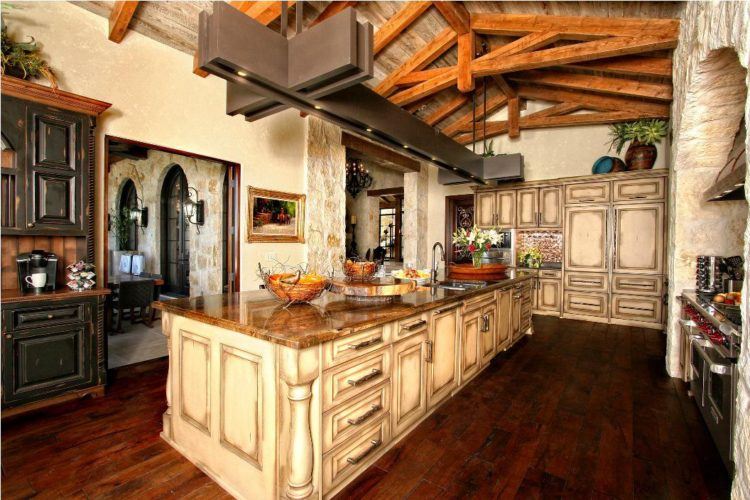 kitchen with exposed wooden beams