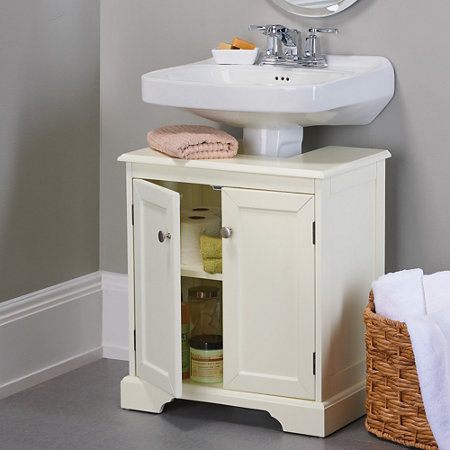 sink with wooden cabinet