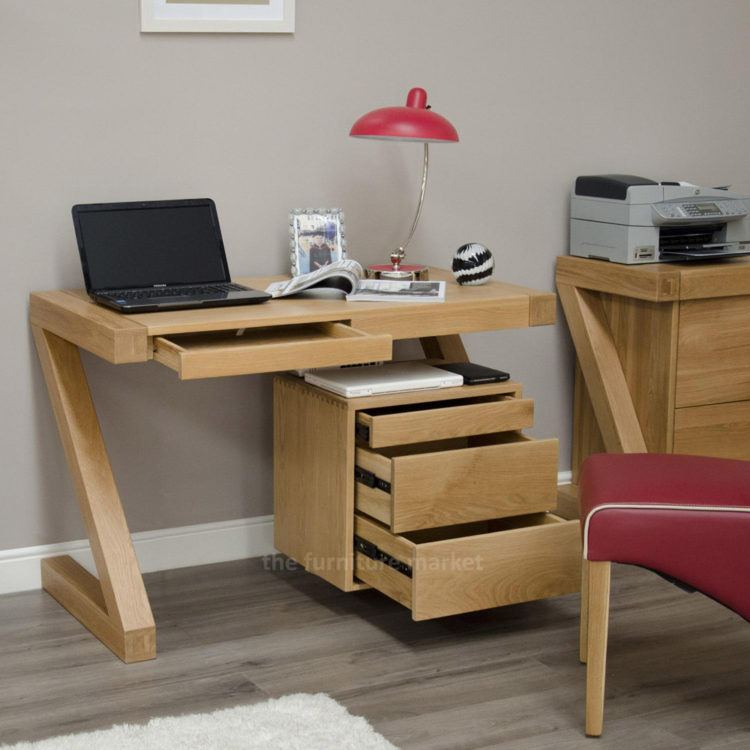 small wooden desk with lots of storage