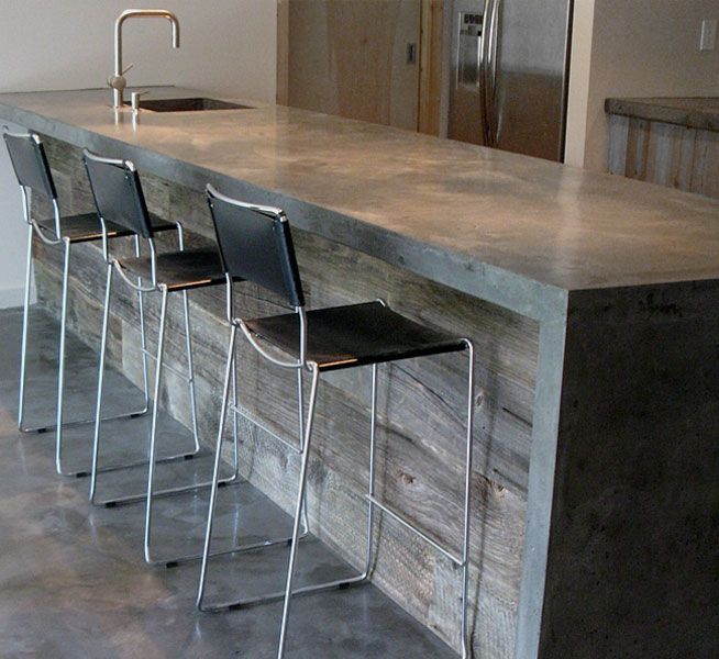 rustic kitchen design with concrete counter