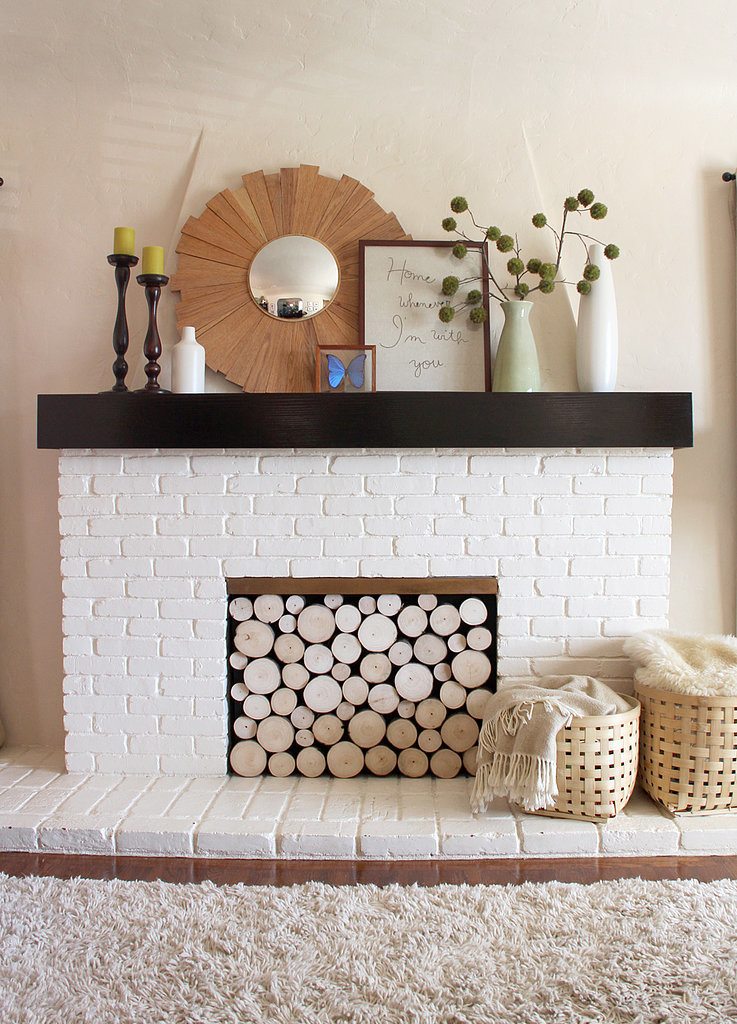 beautiful white brick fireplace