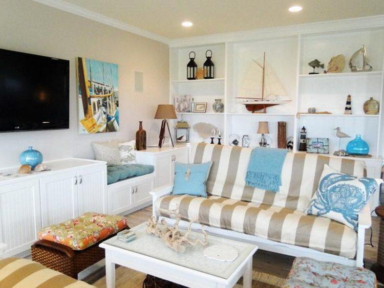 beach cottage decor with light blue accent