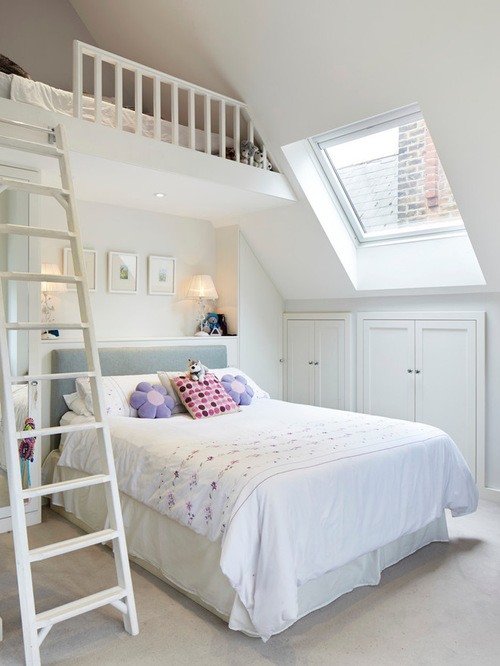 bedroom with loft area