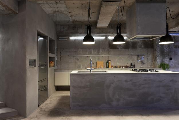 modern kitchen with concrete design