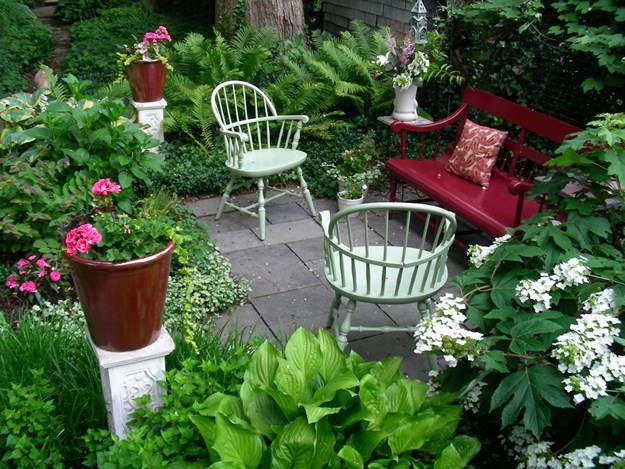 small backyard garden with patio