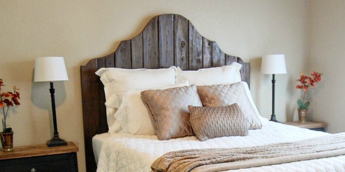 beautiful rustic reclaimed wooden headboard