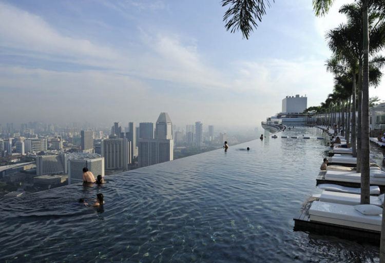 beautiful sky pool with city view