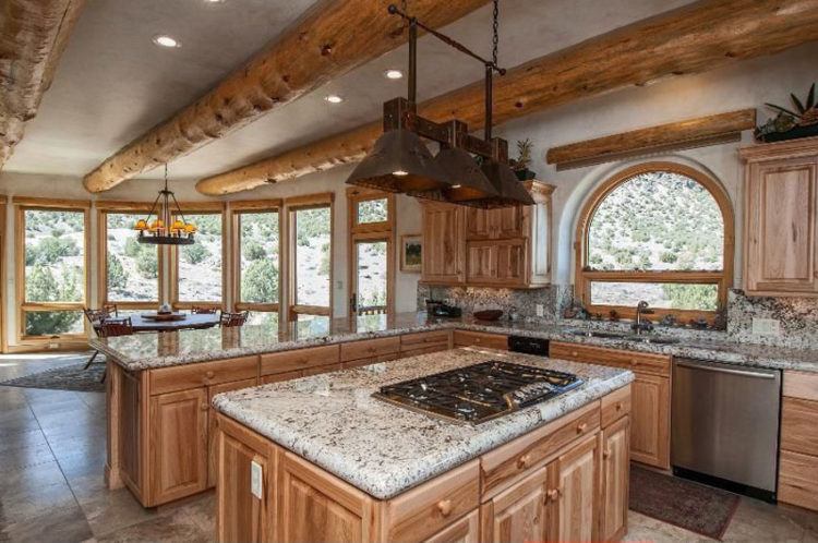 rustic kitchen with exposed wooden beams