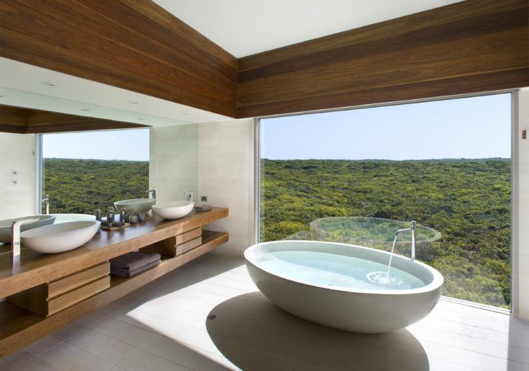 beautiful hotel bathroom with great view