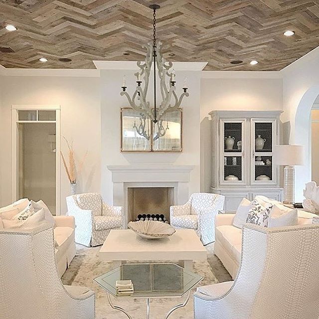 living room with wooden ceiling