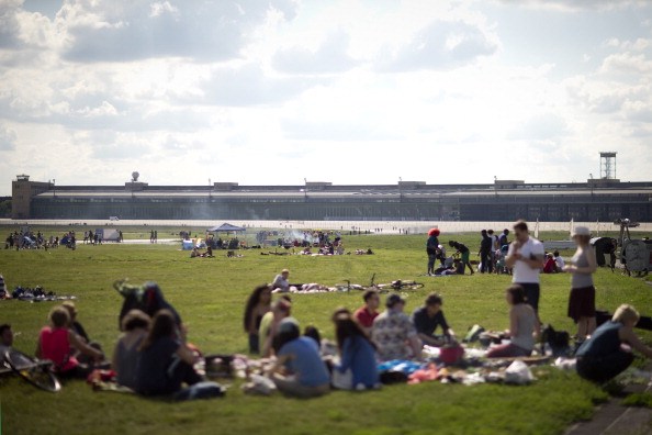 people hanging out in a park