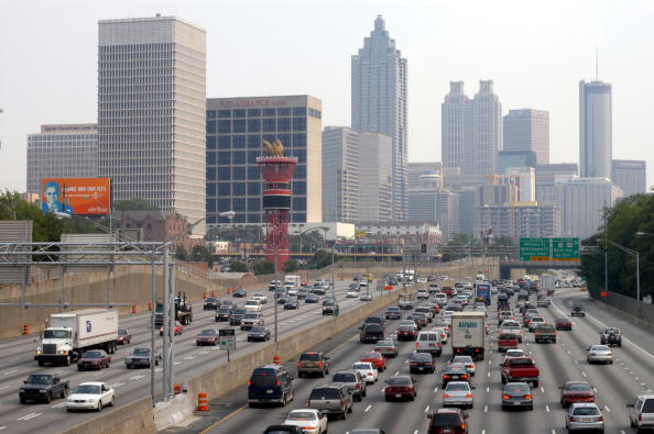 Traffic crawls through downtown Atlanta