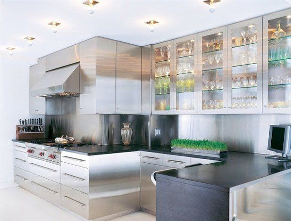 beautiful brushed metal kitchen cabinets