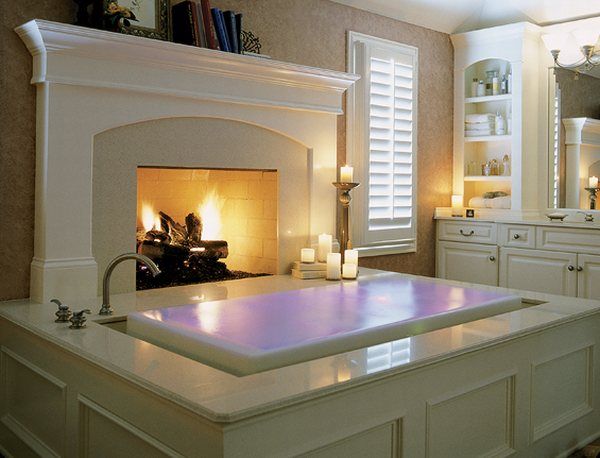 bathroom with infinity tub