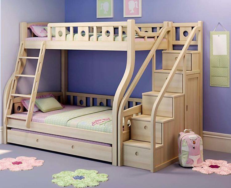 beautiful wood bunk bed for kids