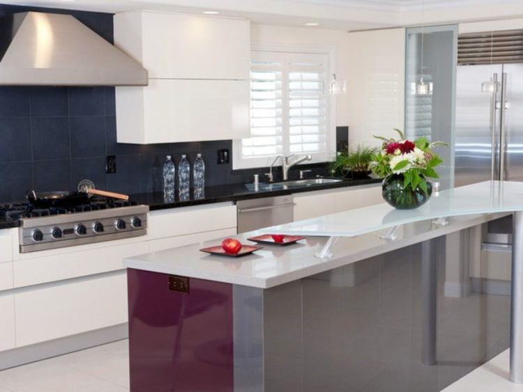 kitchen with white metal cabinets