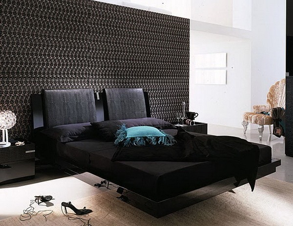 elegant floating black bed