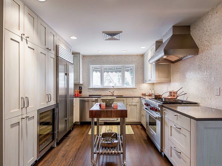 large kitchen with narrow design