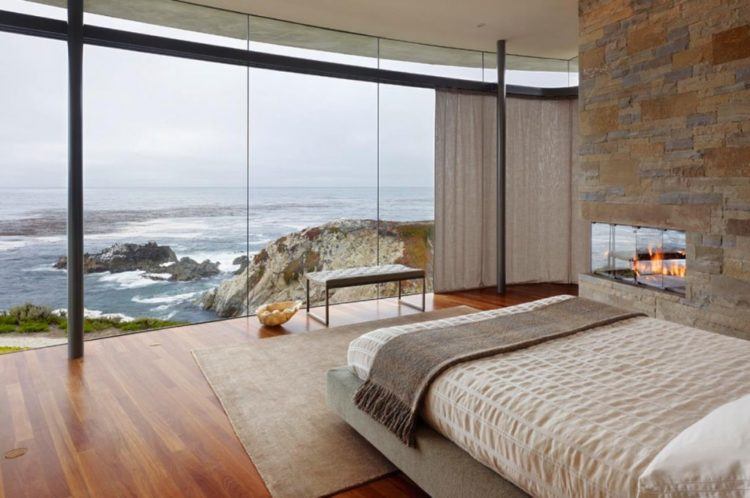 bedroom with large windows and natural light