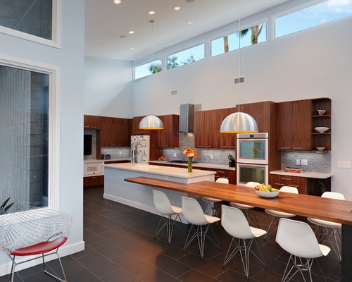 spacious mid century modern kitchen