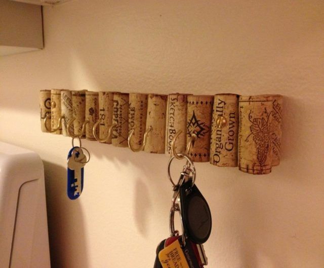 key wall hanger with bottle cork