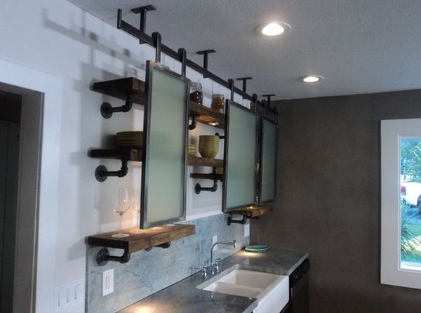 bathroom pipe shelving