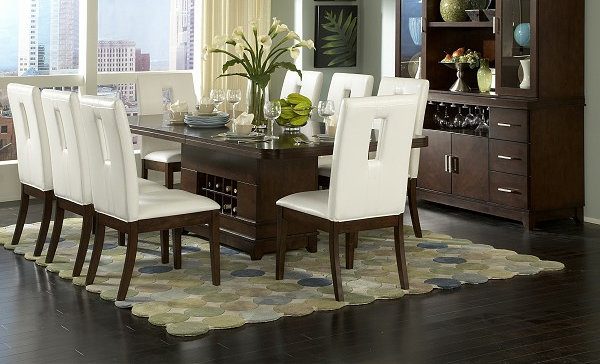 dining room table with floral centerpiece