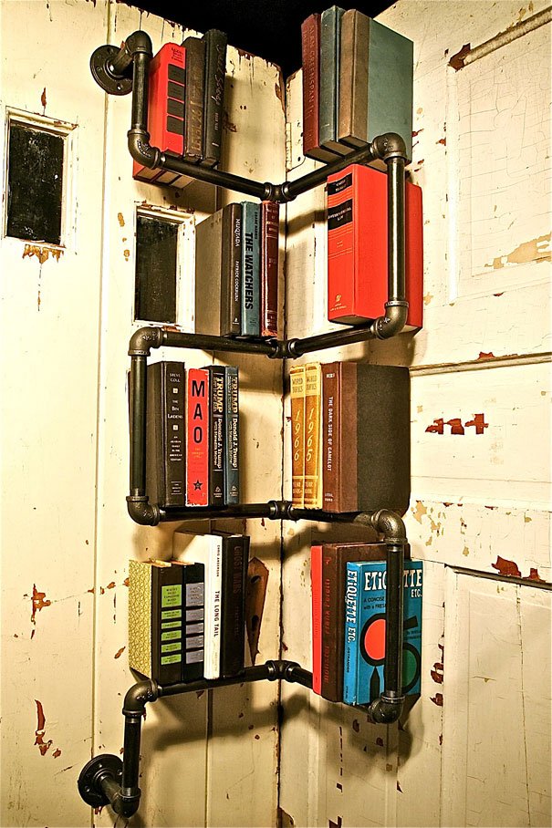 creative pipe bookshelf