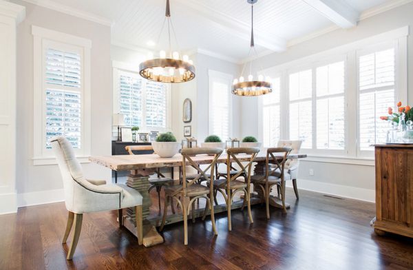 simply modern dining room with wood floor