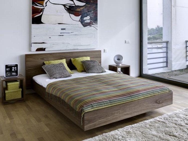 wooden floating bed frame design