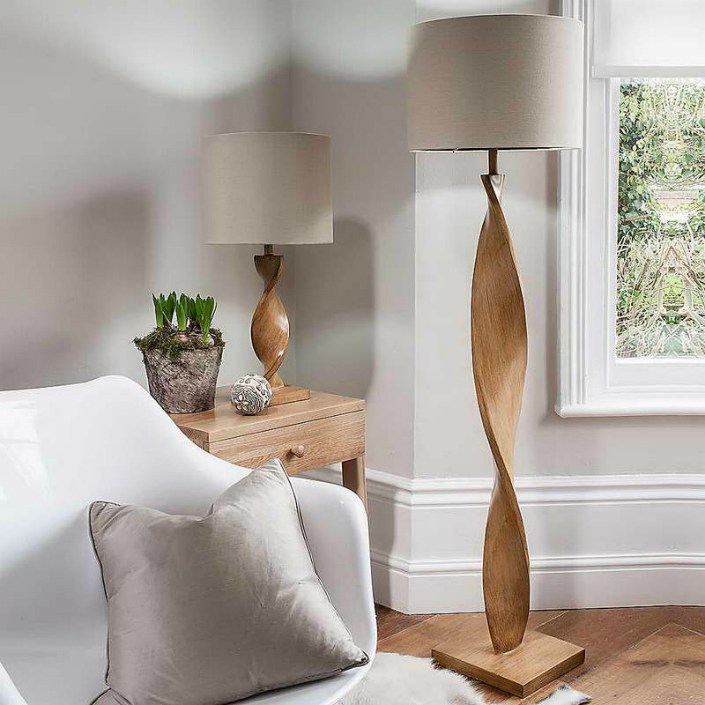 living room lamp with long wooden pole