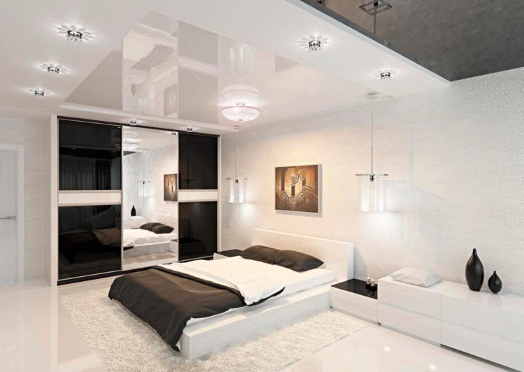 modern black and white bedroom