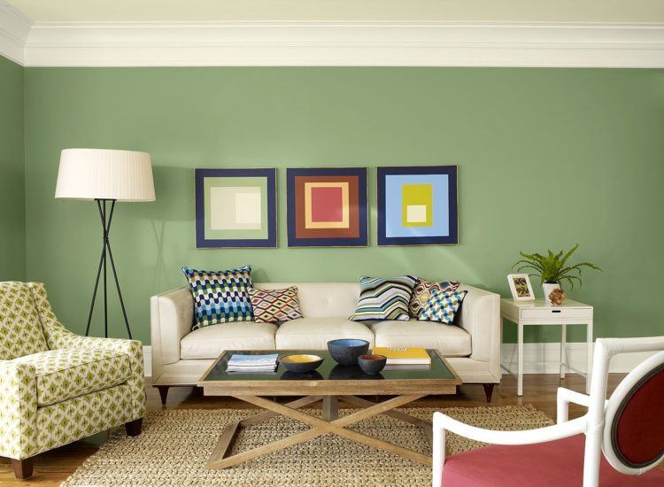 living room with green walls