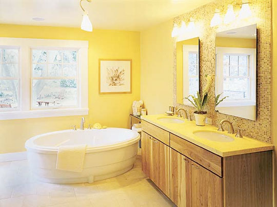 yellow monochromatic bathroom